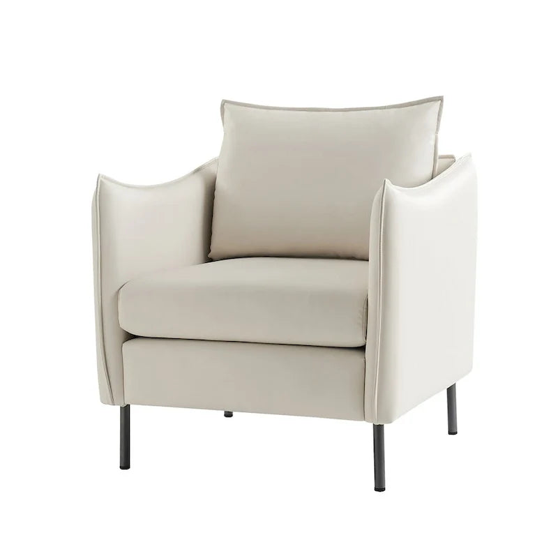 Lot de 2 fauteuils Christopher en tissu anti-rayures moderne avec pieds en métal noir par HULALA HOME