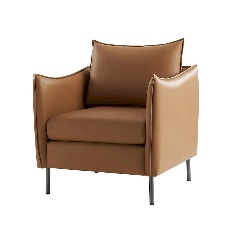Lot de 2 fauteuils Christopher en tissu anti-rayures moderne avec pieds en métal noir par HULALA HOME