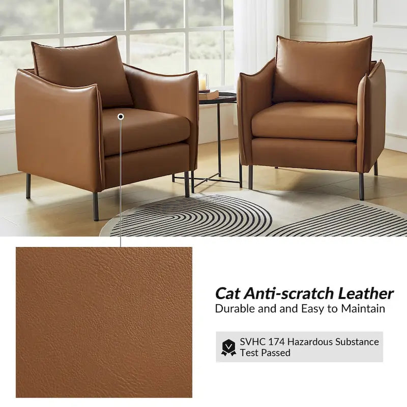 Lot de 2 fauteuils Christopher en tissu anti-rayures moderne avec pieds en métal noir par HULALA HOME