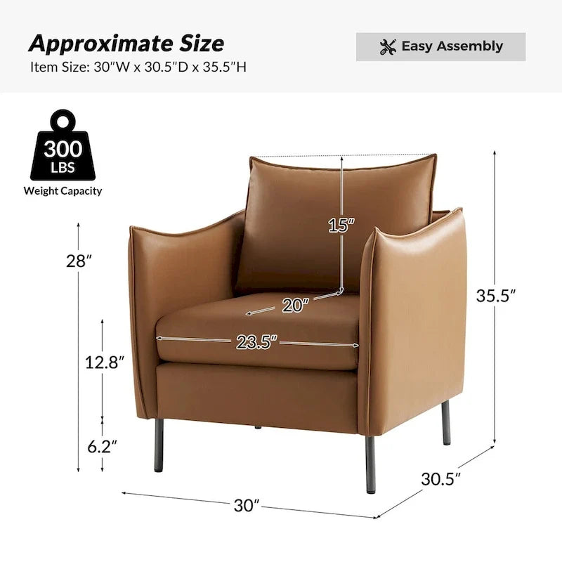 Lot de 2 fauteuils Christopher en tissu anti-rayures moderne avec pieds en métal noir par HULALA HOME