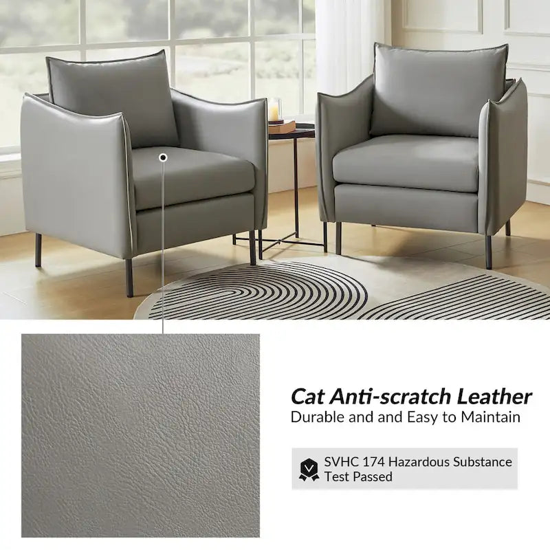 Lot de 2 fauteuils Christopher en tissu anti-rayures moderne avec pieds en métal noir par HULALA HOME