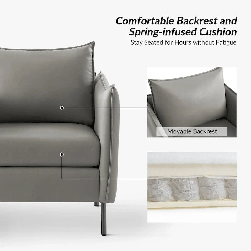 Lot de 2 fauteuils Christopher en tissu anti-rayures moderne avec pieds en métal noir par HULALA HOME