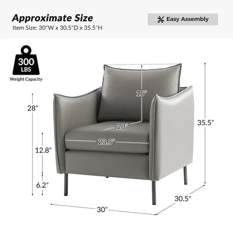 Lot de 2 fauteuils Christopher en tissu anti-rayures moderne avec pieds en métal noir par HULALA HOME
