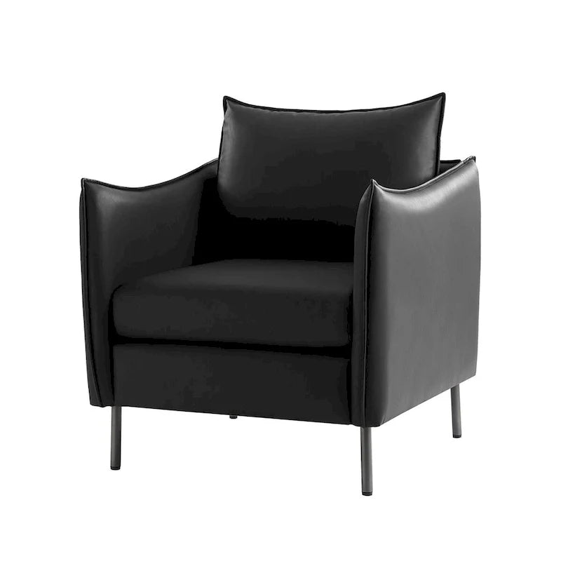 Lot de 2 fauteuils Christopher en tissu anti-rayures moderne avec pieds en métal noir par HULALA HOME
