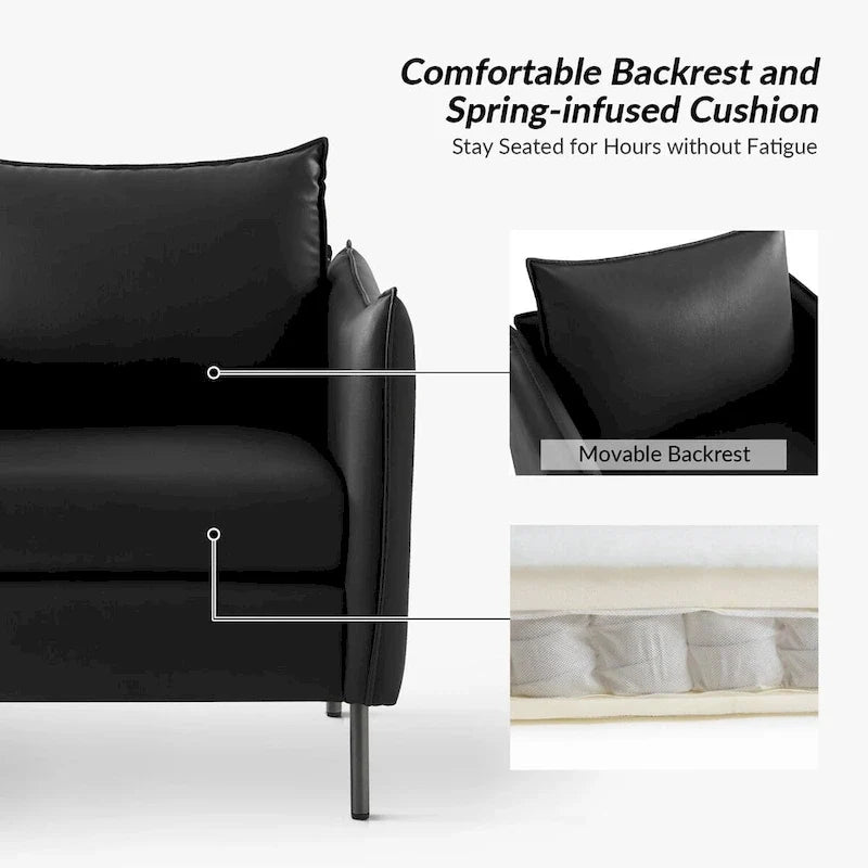 Lot de 2 fauteuils Christopher en tissu anti-rayures moderne avec pieds en métal noir par HULALA HOME