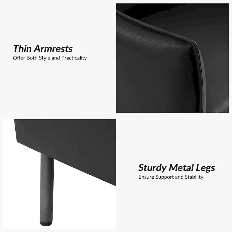 Lot de 2 fauteuils Christopher en tissu anti-rayures moderne avec pieds en métal noir par HULALA HOME