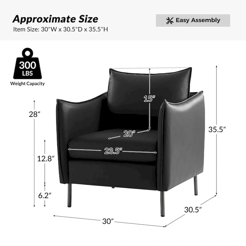 Lot de 2 fauteuils Christopher en tissu anti-rayures moderne avec pieds en métal noir par HULALA HOME