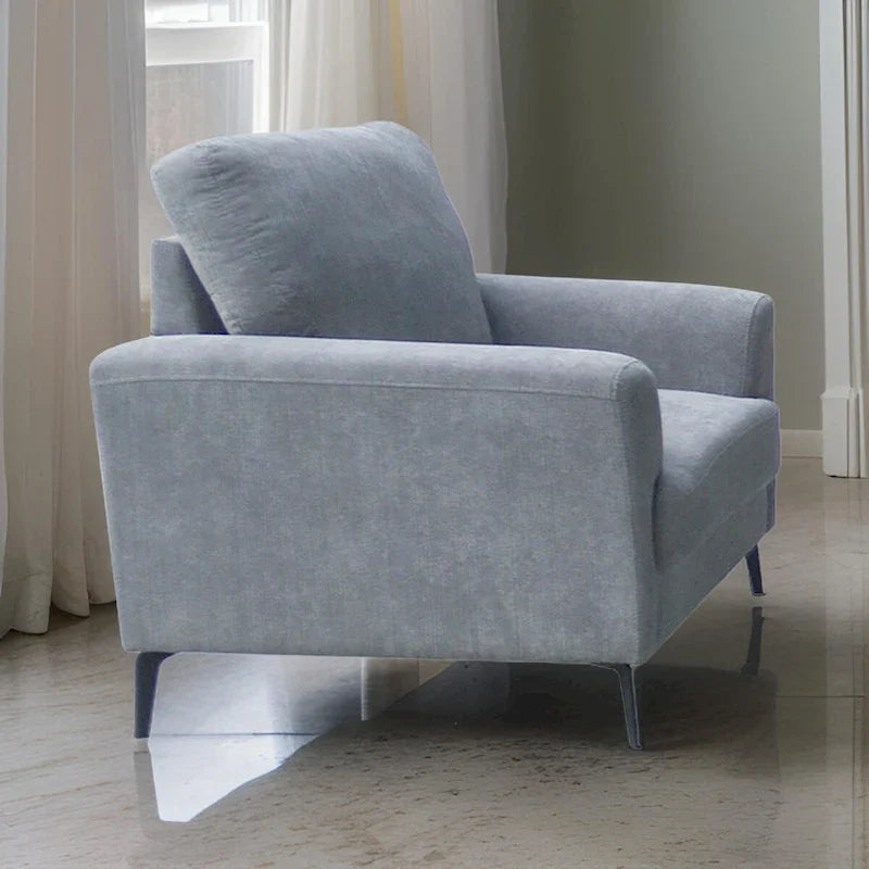 Fauteuil d'appoint Jake 37 pouces, coussins en mousse de chenille grise, pieds en métal