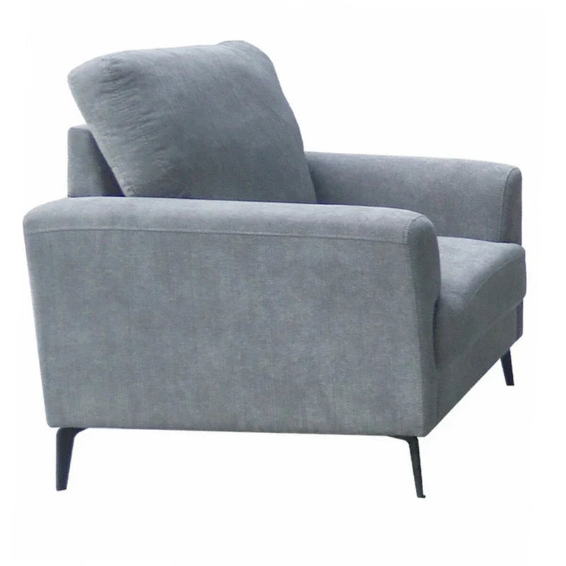 Fauteuil d'appoint Jake 37 pouces, coussins en mousse de chenille grise, pieds en métal