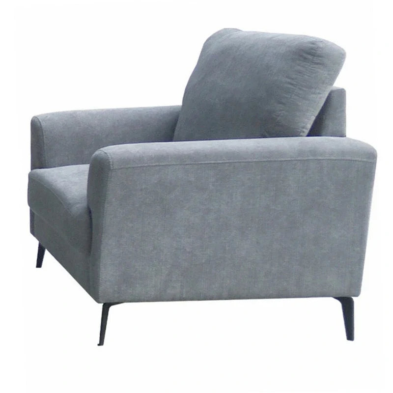 Fauteuil d'appoint Jake 37 pouces, coussins en mousse de chenille grise, pieds en métal