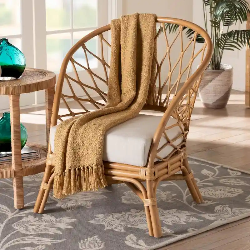 Chaise d'appoint Emmeline Bohème en rotin couleur miel
