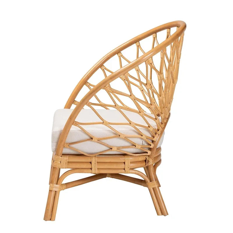Chaise d'appoint Emmeline Bohème en rotin couleur miel