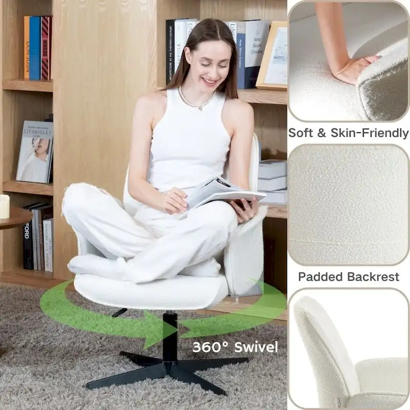 HomyLin Upholstered Accent Chair Swivel Side Chair with Armrest