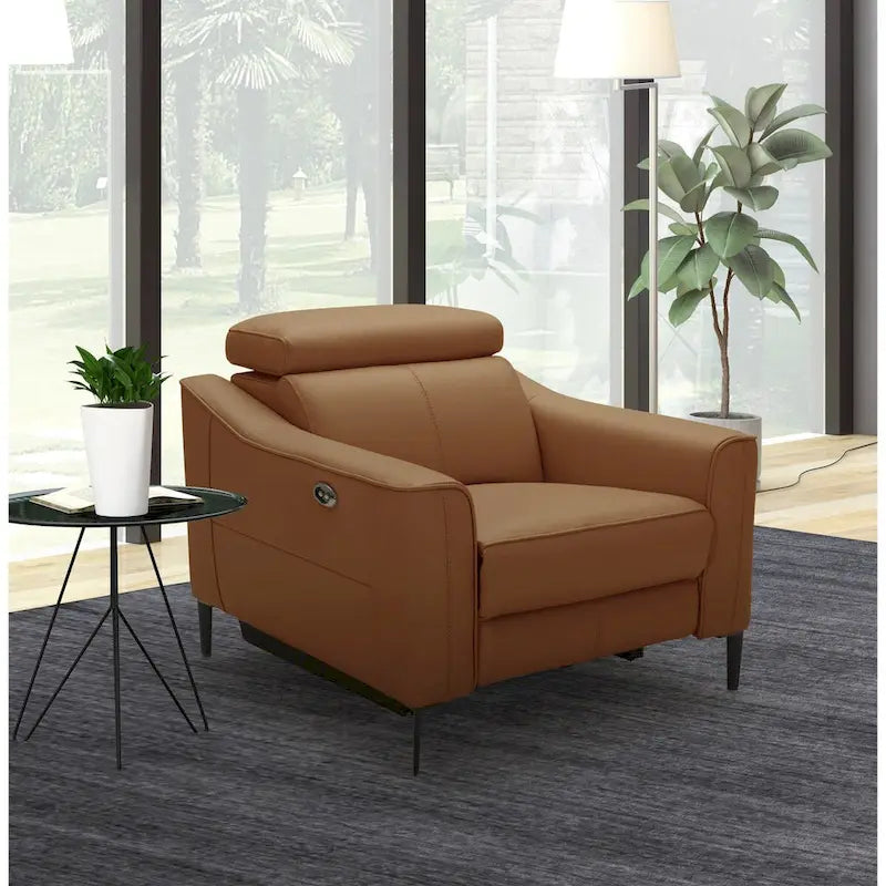 Fauteuil inclinable moderne en cuir de chameau Divani Casa Eden