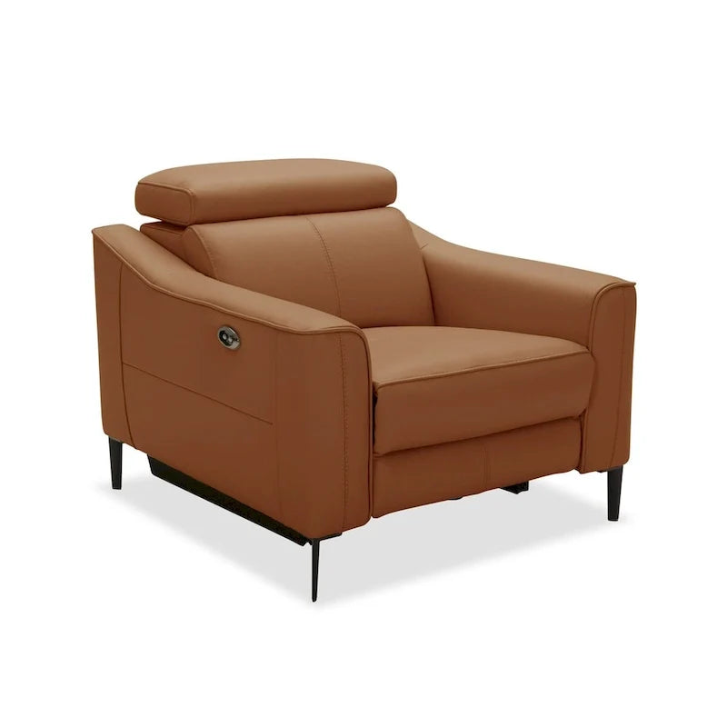 Fauteuil inclinable moderne en cuir de chameau Divani Casa Eden