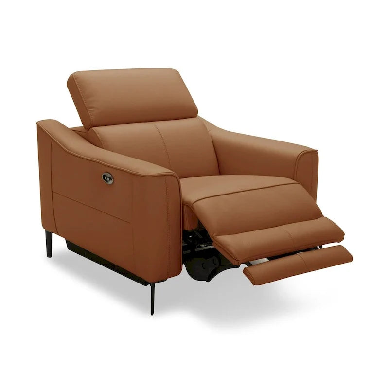 Fauteuil inclinable moderne en cuir de chameau Divani Casa Eden