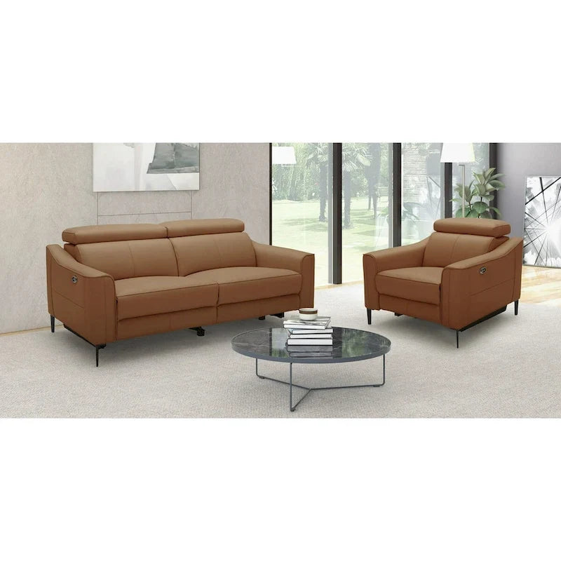 Fauteuil inclinable moderne en cuir de chameau Divani Casa Eden