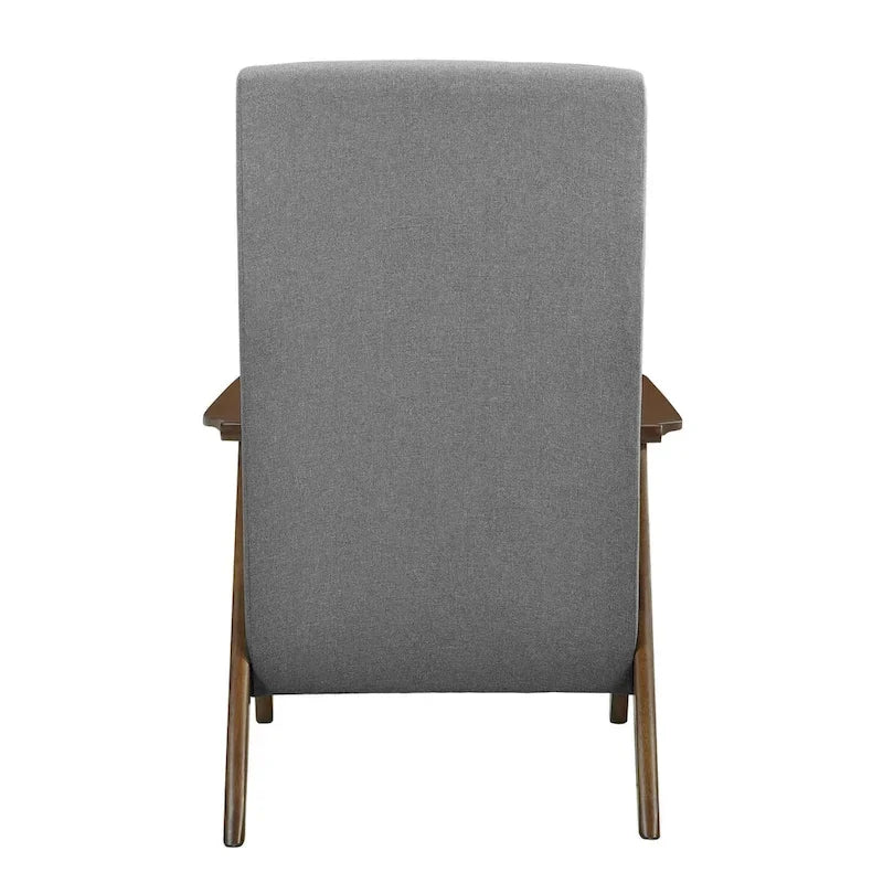 Mary 32 Inch Accent Chair Armchair, Light Gray Polyester Linen, Solid Wood