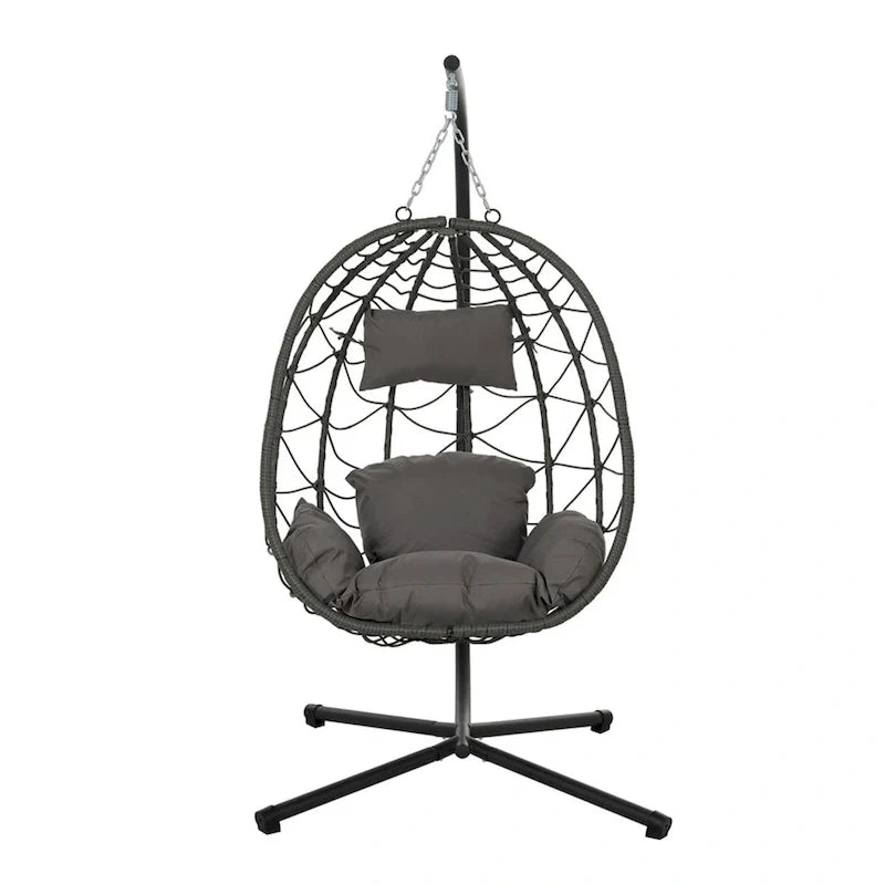 Indoor Outdoor Wicker Hanging Egg Chair with Stand
