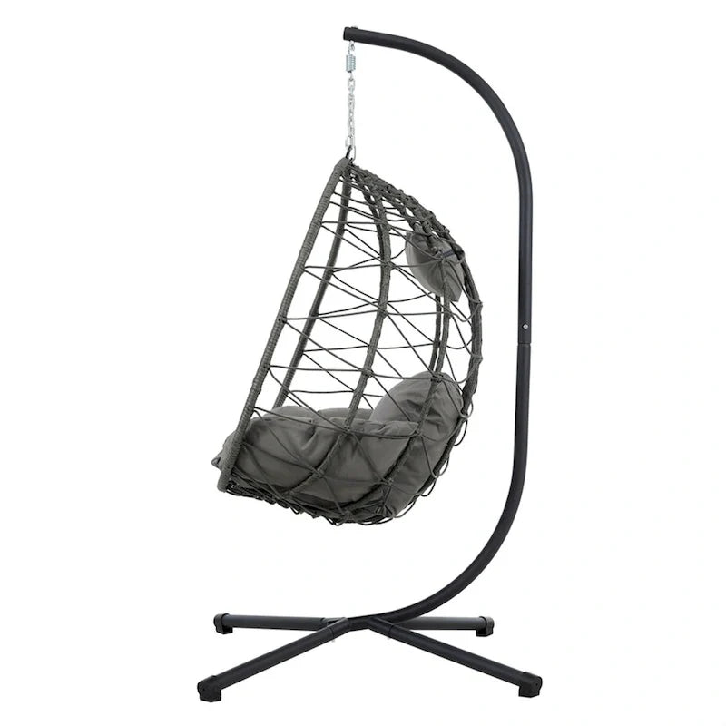 Indoor Outdoor Wicker Hanging Egg Chair with Stand