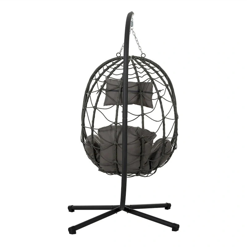 Indoor Outdoor Wicker Hanging Egg Chair with Stand