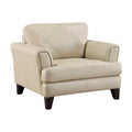 Fauteuil d'appoint Lisa 38 po, cuir pleine fleur et croûte de cuir crème, bois massif