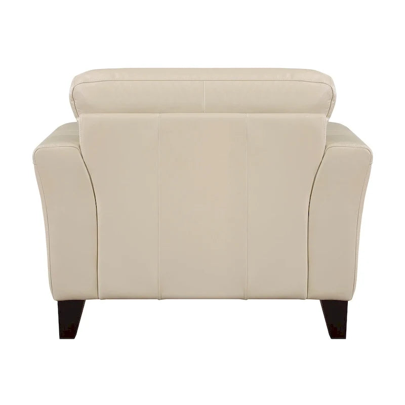 Fauteuil d'appoint Lisa 38 po, cuir pleine fleur et croûte de cuir crème, bois massif