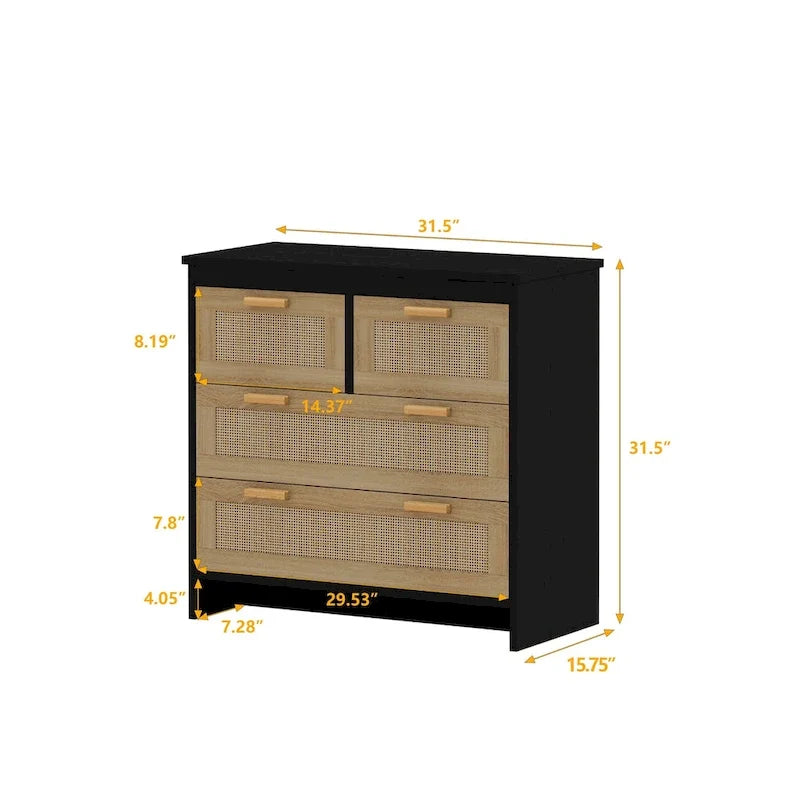 Cassettiera in Rattan a 4 Cassetti