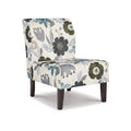Fauteuil d'appoint Rima, coussin en polyester à motif floral gris ivoire, bois noir