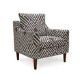 Fauteuil Morris, Gris, Motif géométrique blanc, Polyester, Bois marron