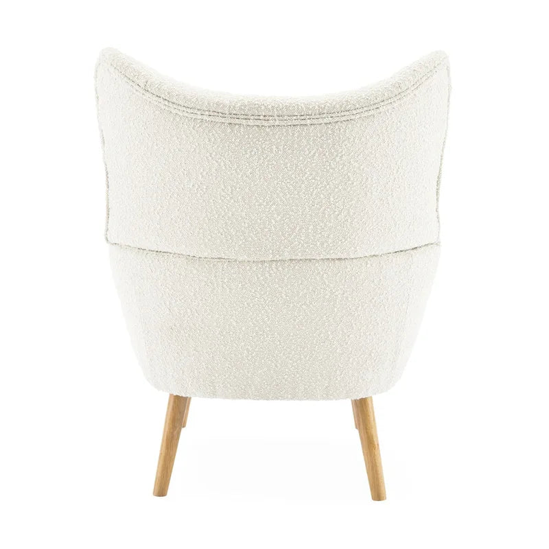 Fauteuil d'appoint moderne en tissu avec dossier à oreilles et pieds en bois