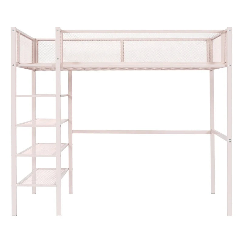 Twin Loft Bed with Four Shelves