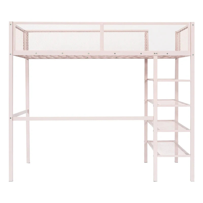 Twin Loft Bed with Four Shelves