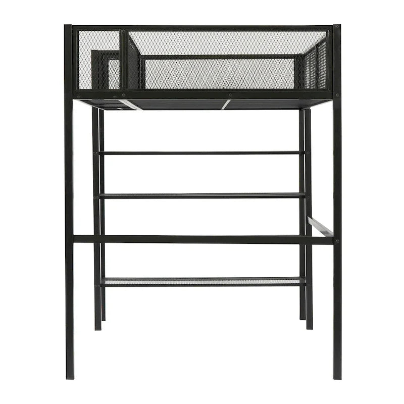 Twin Loft Bed with Four Shelves