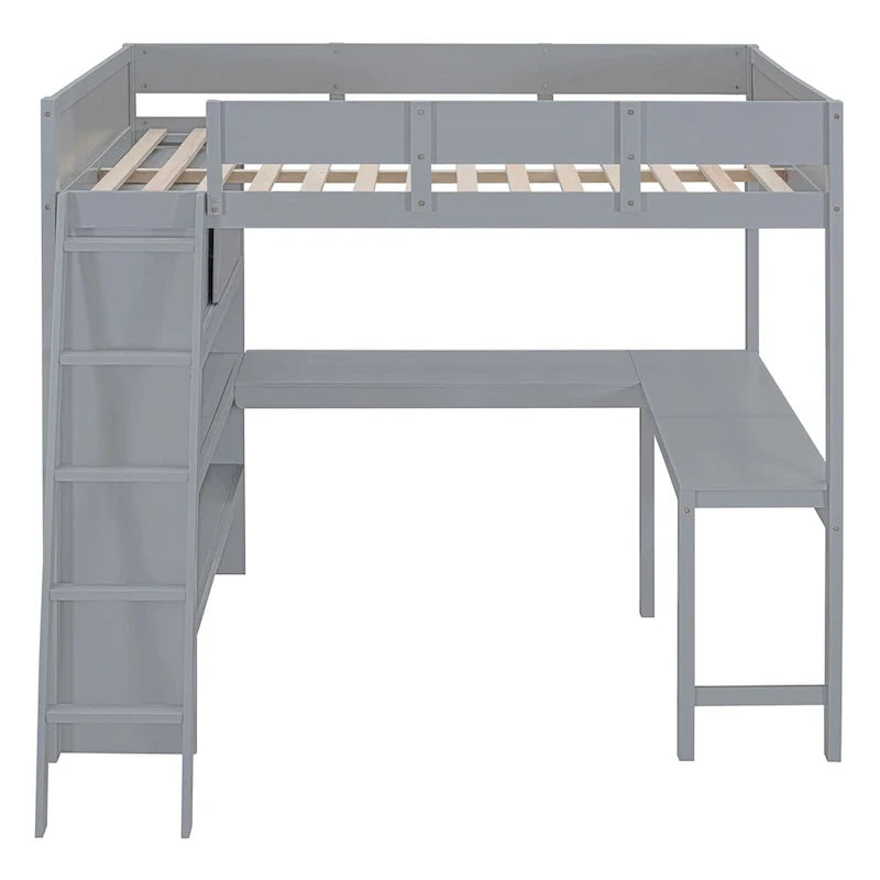 Lit mezzanine Nestfair grand format avec bureau et étagère