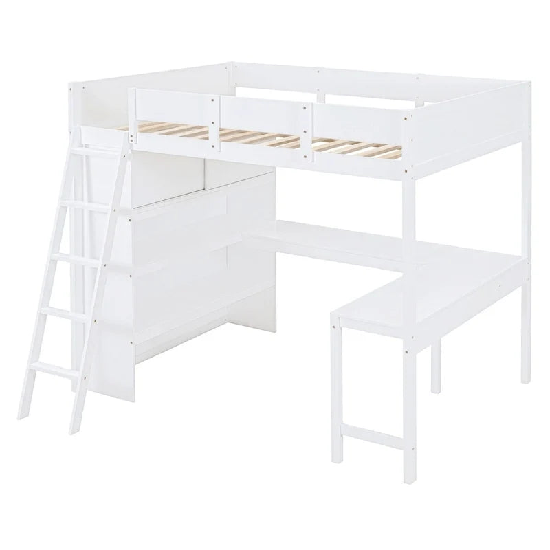 Lit mezzanine Nestfair grand format avec bureau et étagère