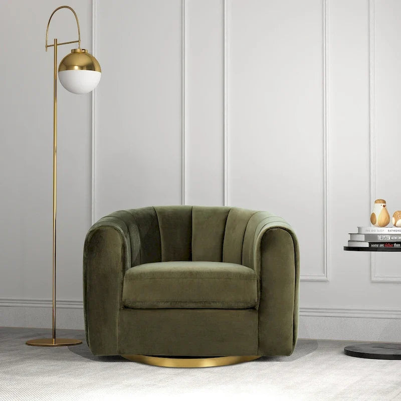 Fauteuil pivotant d'appoint Cardiff, style moderne du milieu du siècle, confortable