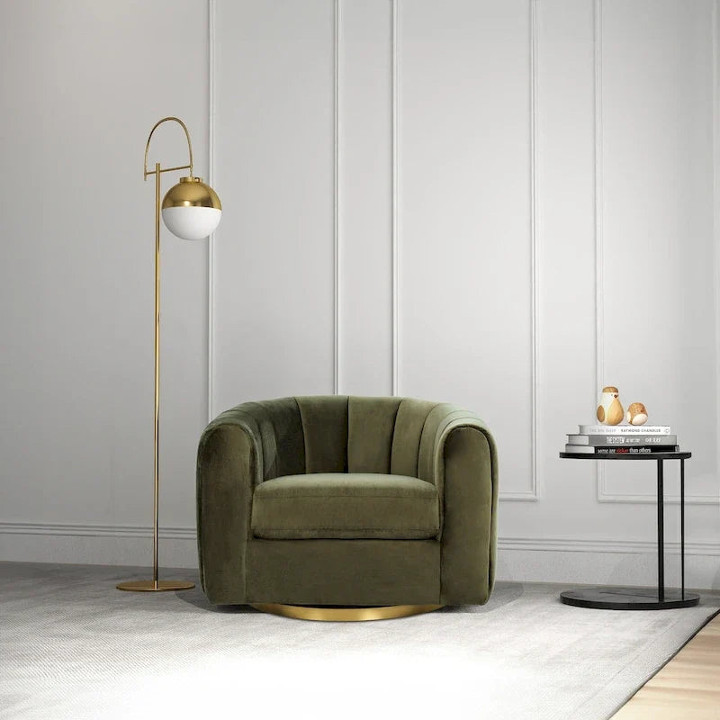 Fauteuil pivotant d'appoint Cardiff, style moderne du milieu du siècle, confortable