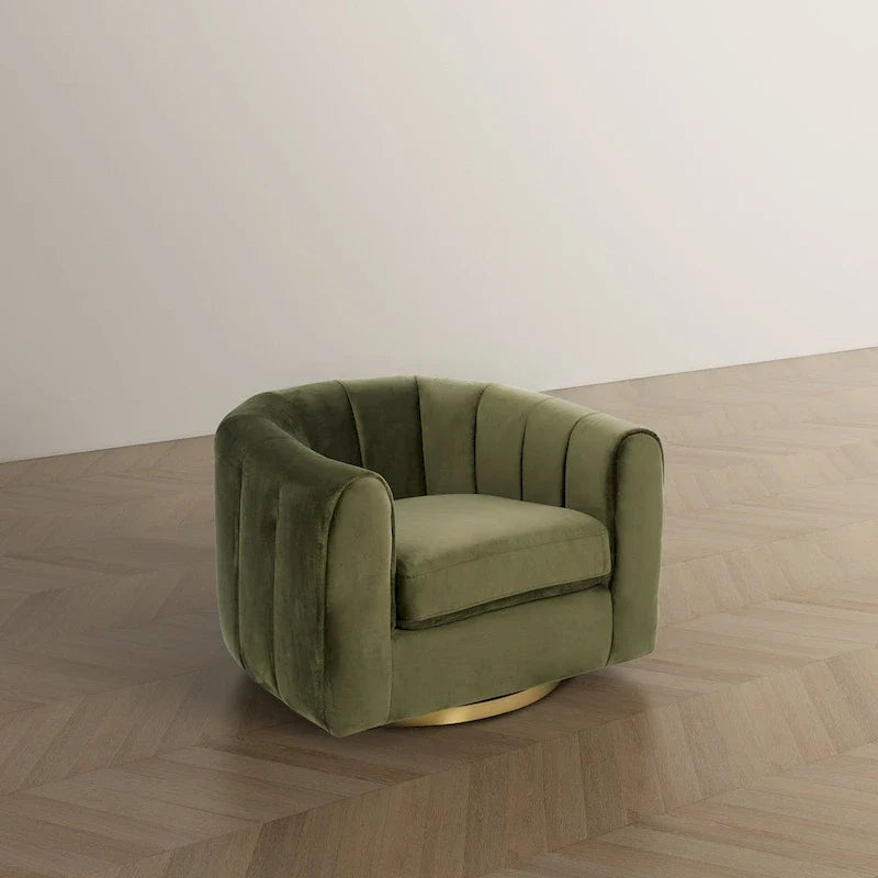 Fauteuil pivotant d'appoint Cardiff, style moderne du milieu du siècle, confortable