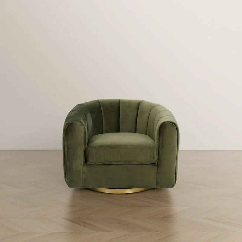 Fauteuil pivotant d'appoint Cardiff, style moderne du milieu du siècle, confortable