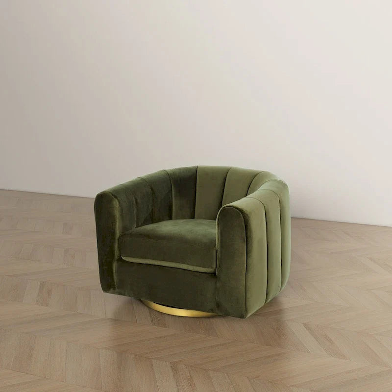 Fauteuil pivotant d'appoint Cardiff, style moderne du milieu du siècle, confortable