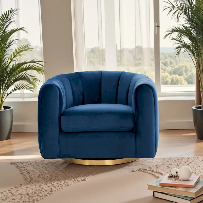 Fauteuil pivotant d'appoint Cardiff, style moderne du milieu du siècle, confortable