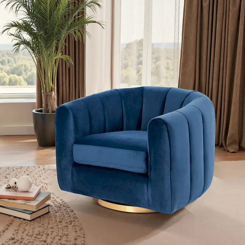 Fauteuil pivotant d'appoint Cardiff, style moderne du milieu du siècle, confortable