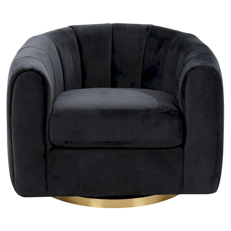 Fauteuil pivotant d'appoint Cardiff, style moderne du milieu du siècle, confortable