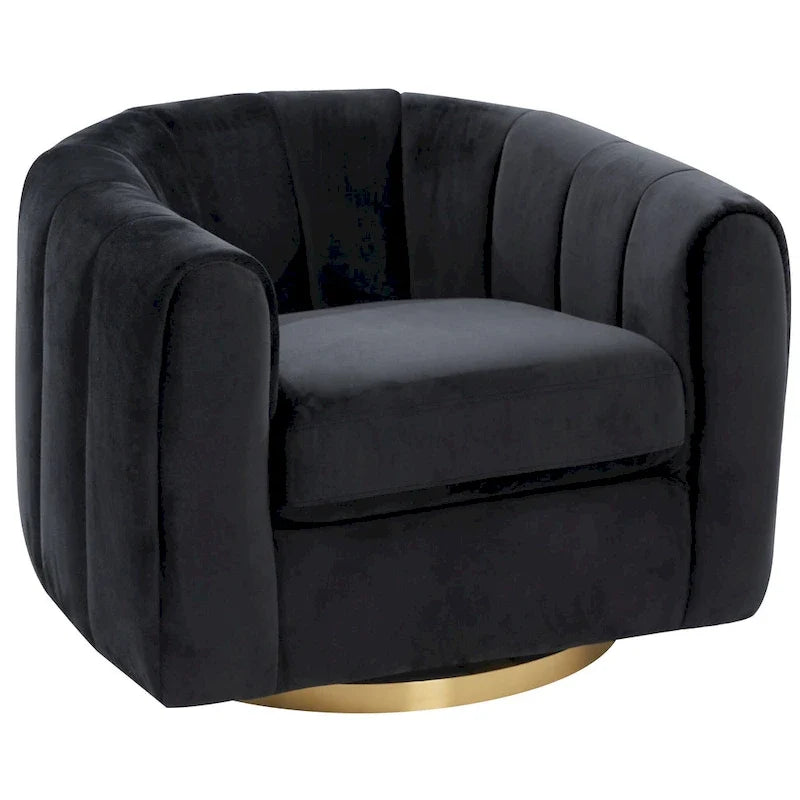 Fauteuil pivotant d'appoint Cardiff, style moderne du milieu du siècle, confortable