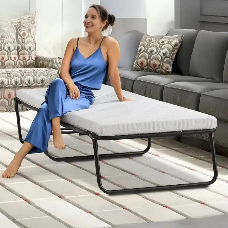 Lit d'appoint pliant Nautica Home Gellux avec cadre en acier et matelas en mousse à gel rafraîchissant