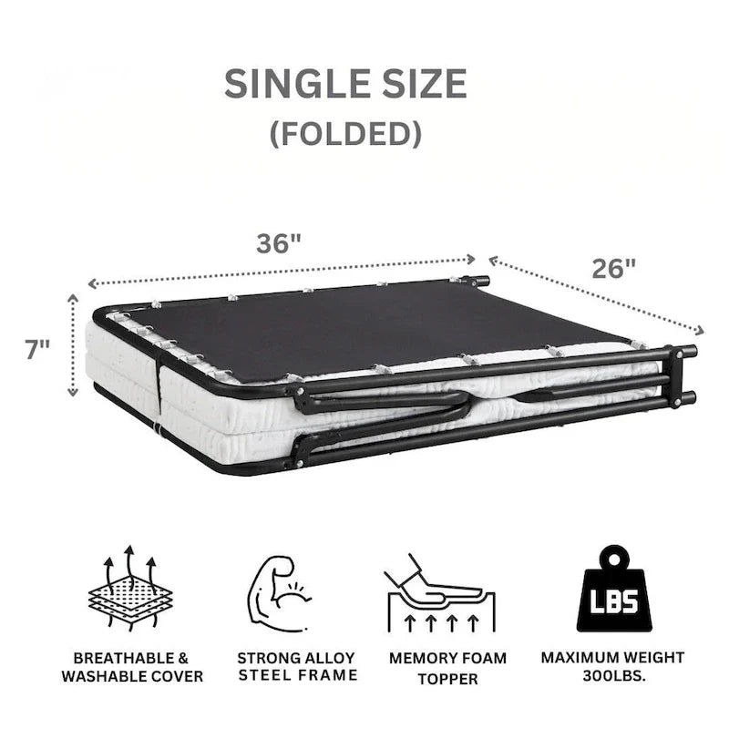 Lit d'appoint pliant Nautica Home Gellux avec cadre en acier et matelas en mousse à gel rafraîchissant