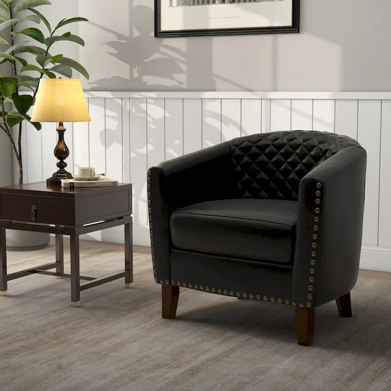 Fauteuil pivotant Ethan en cuir PU avec garniture cloutée