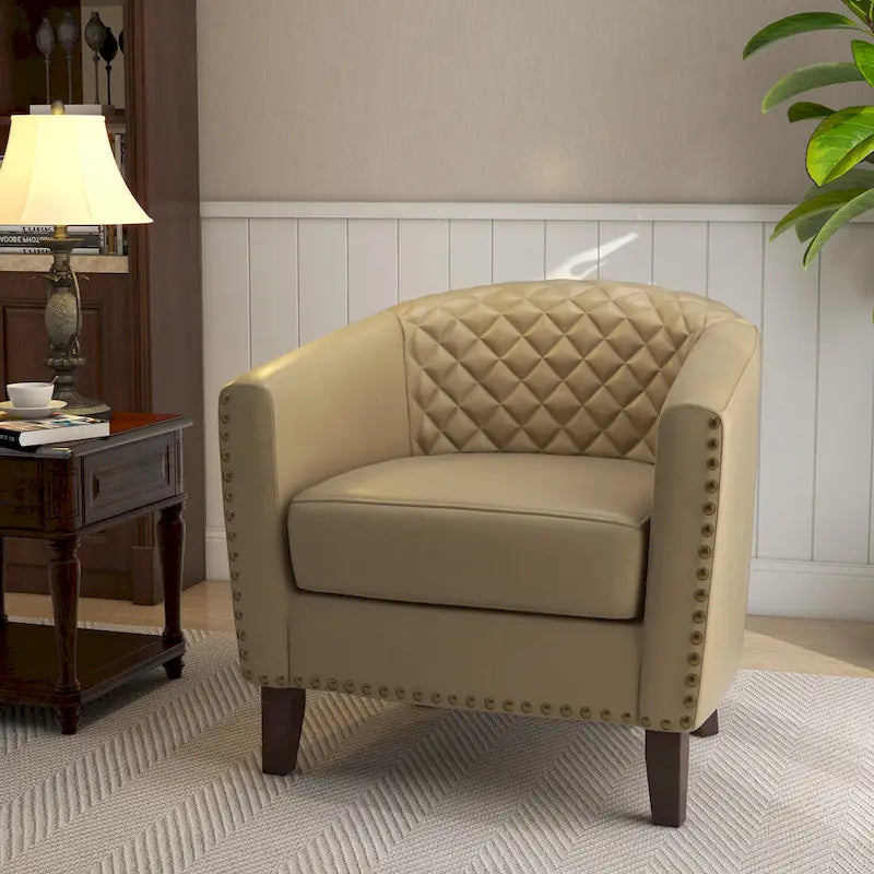 Fauteuil pivotant Ethan en cuir PU avec garniture cloutée