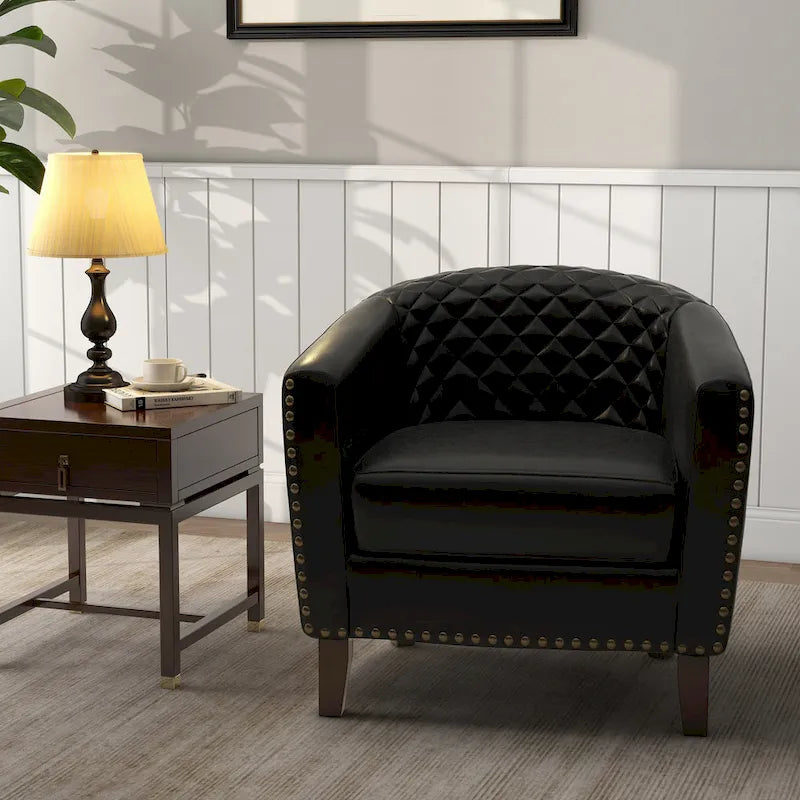 Fauteuil pivotant Ethan en cuir PU avec garniture cloutée